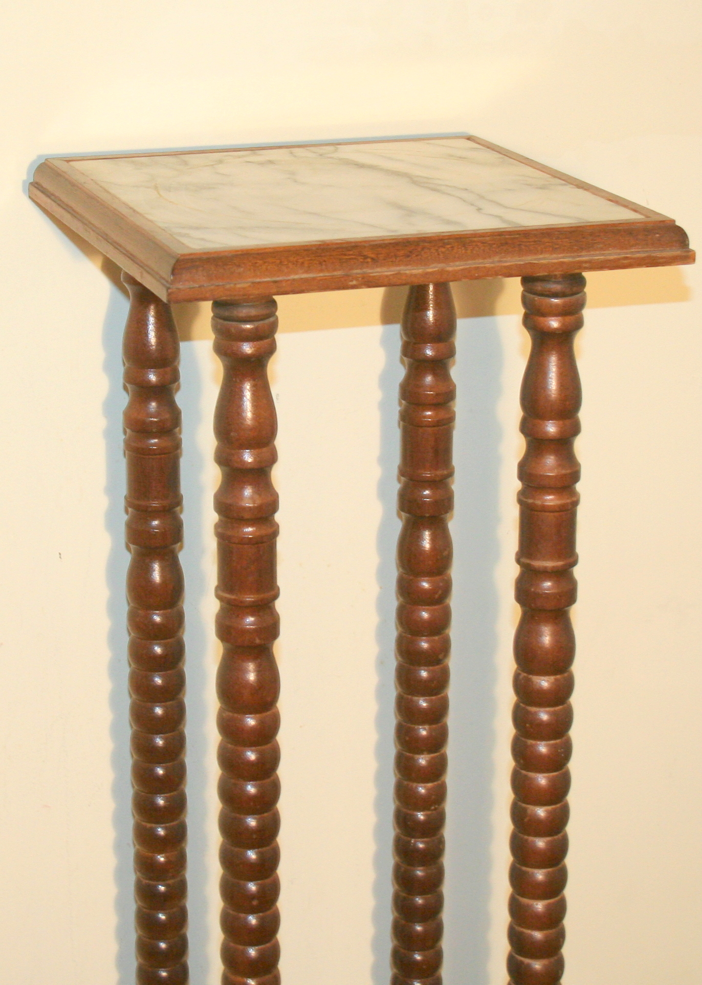 Antique Plant Stand With Marble Shelves