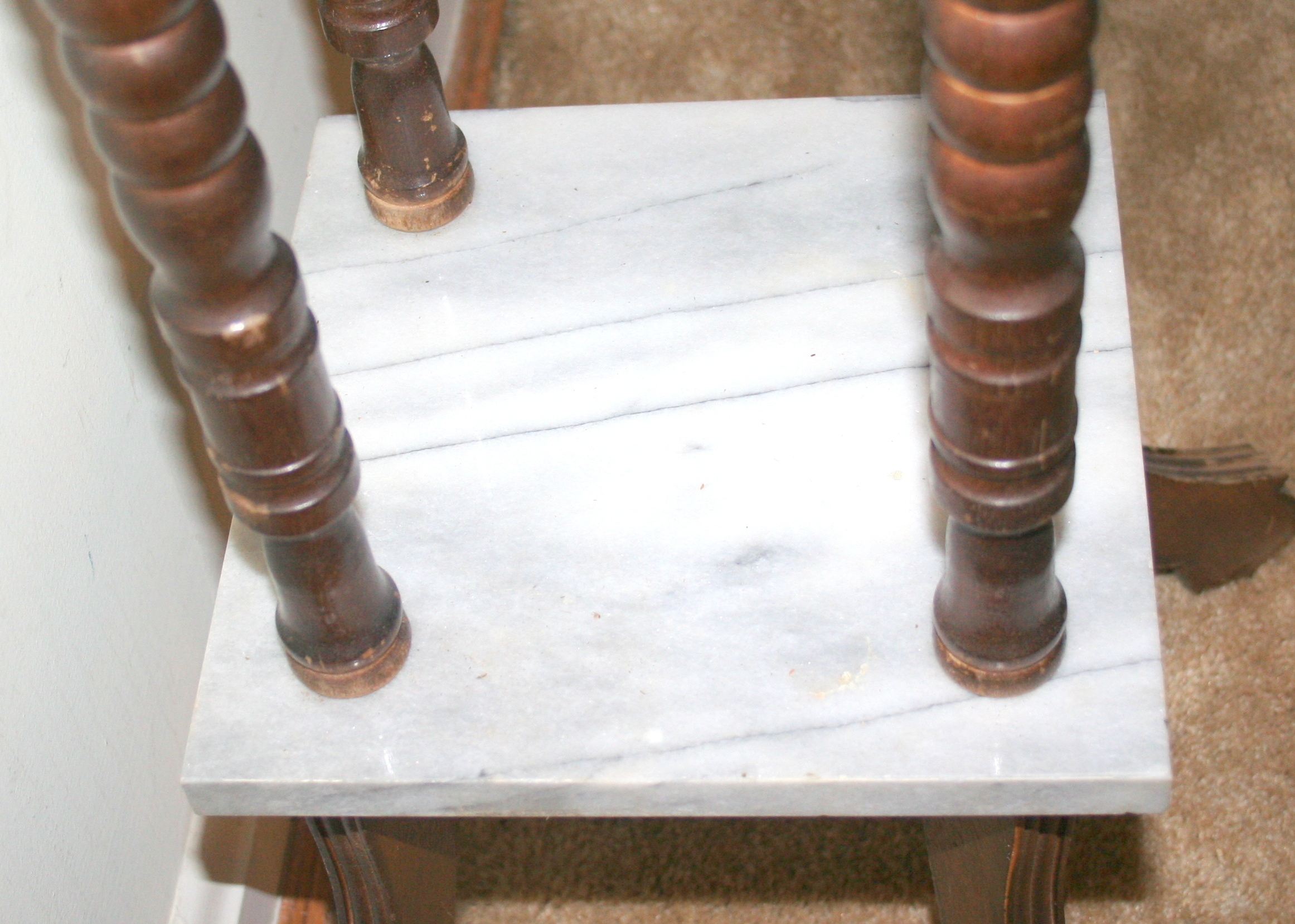 Antique Plant Stand With Marble Shelves