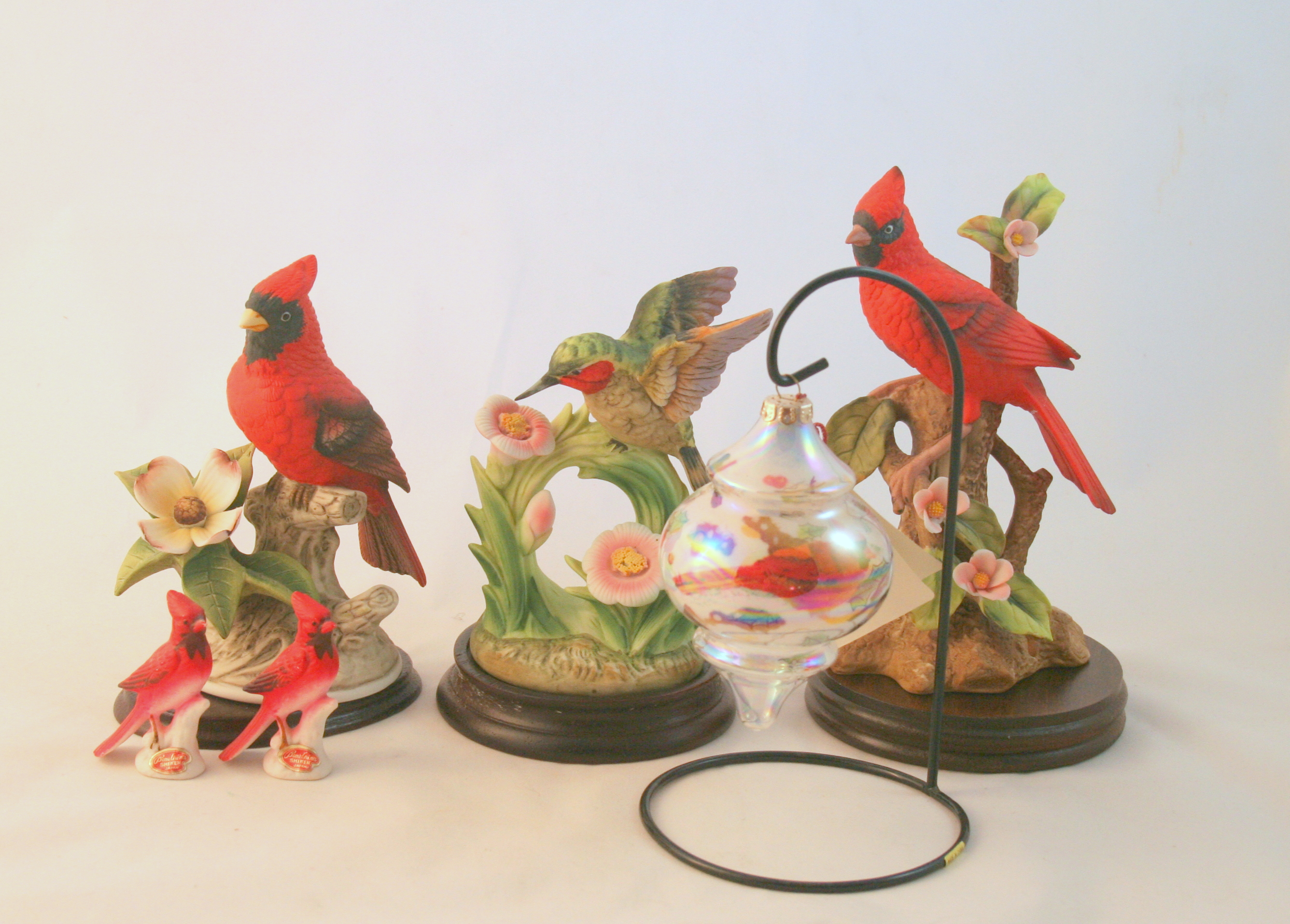 Gorham Hummingbird and Cardinals and Painted Ornament