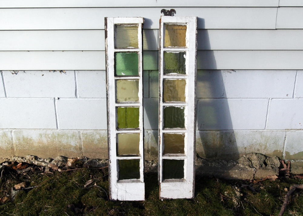 Pair of Salvaged Tinted Glass Window Panes