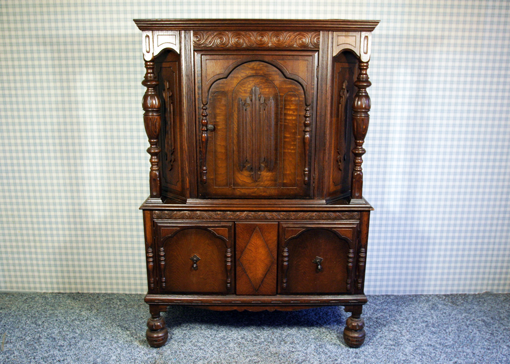 Jacobean Style Mixed Wood Cabinet