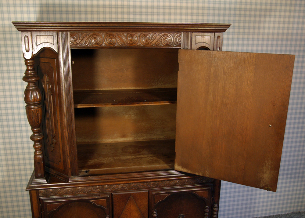 Jacobean Style Mixed Wood Cabinet