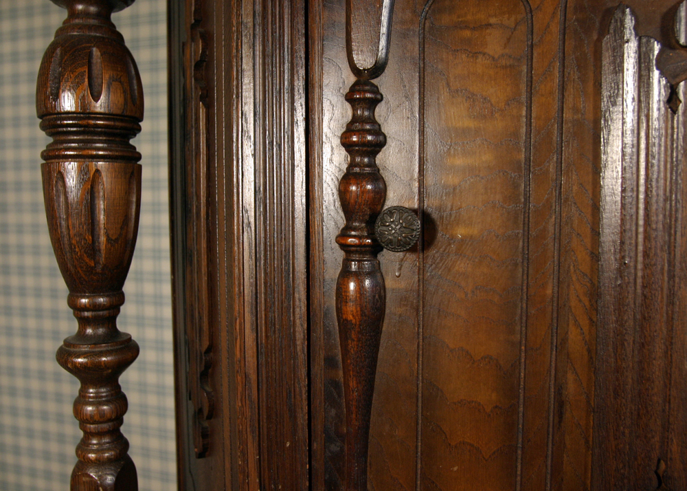 Jacobean Style Mixed Wood Cabinet