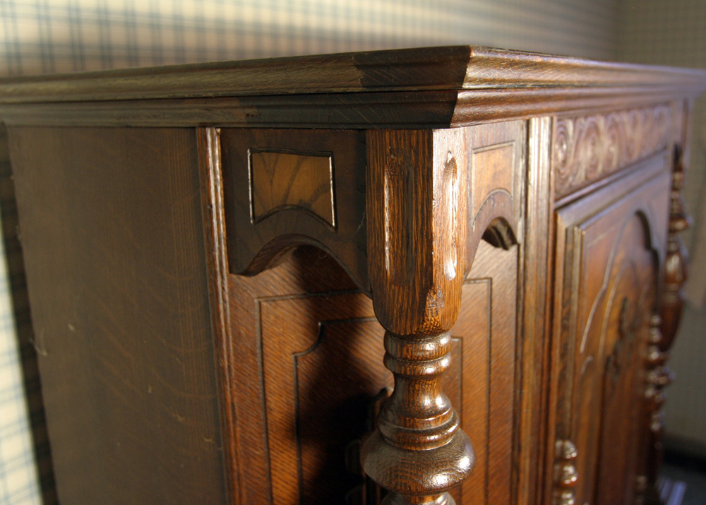 Jacobean Style Mixed Wood Cabinet