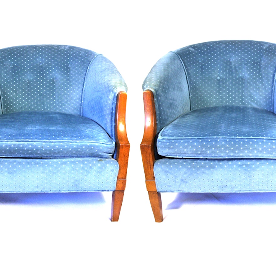 Pair of Upholstered Barrel Back Chairs