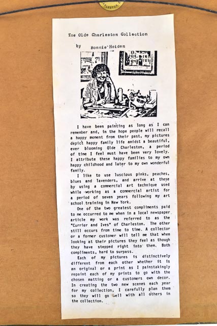 Bonnie Holden "The Olde Charleston Collection" Offset Lithographs