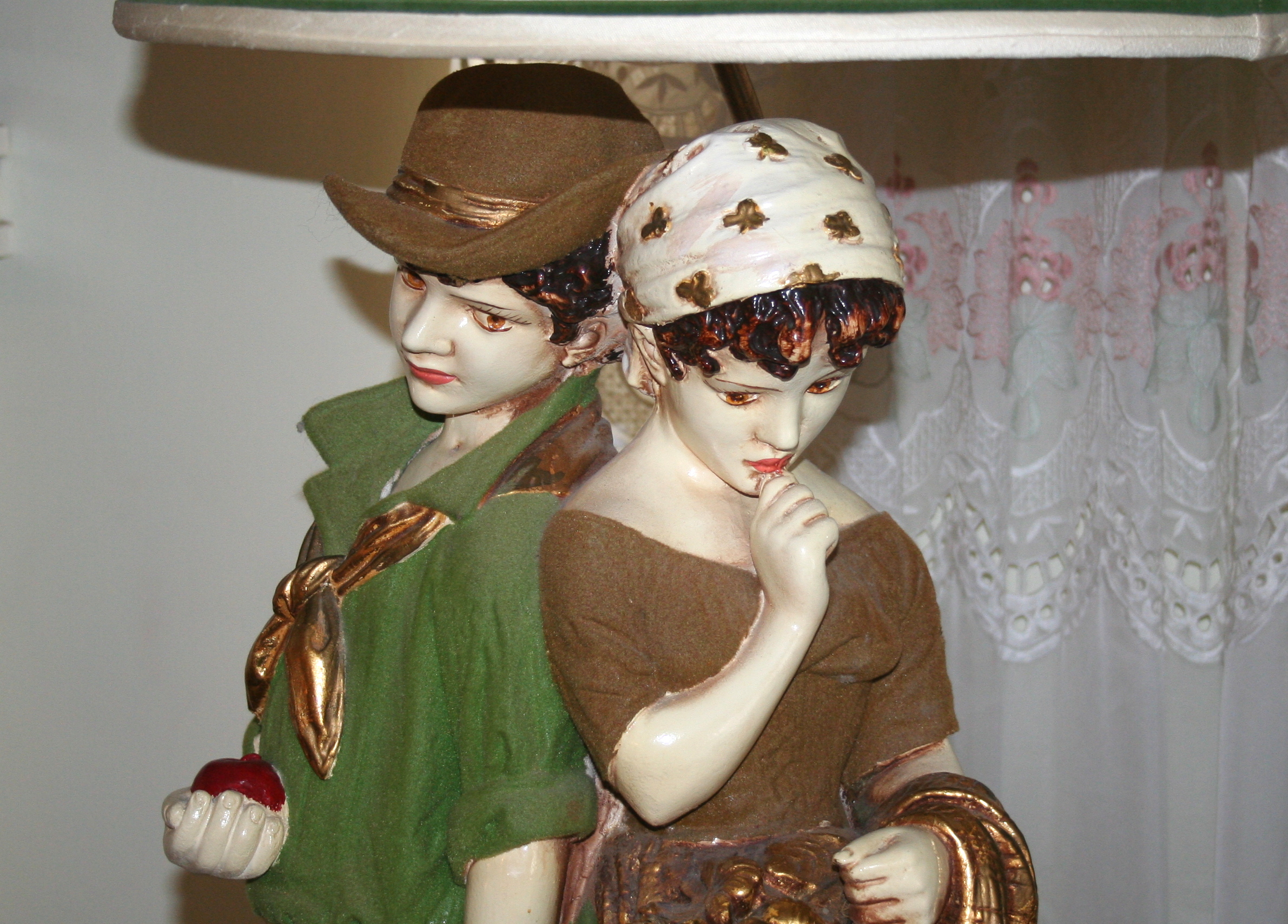 Lamp With Chalkware Statue of Courting Couple