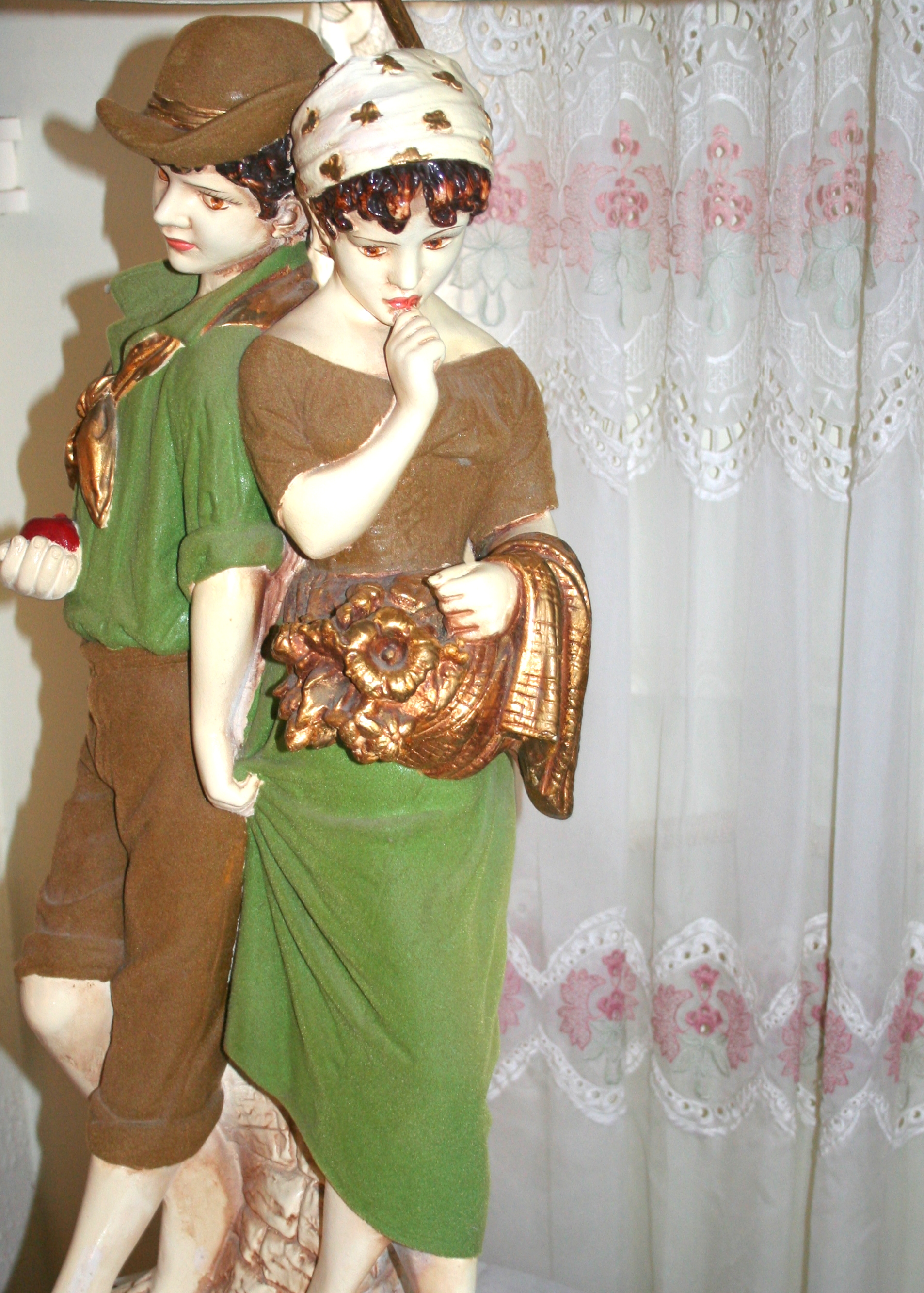 Lamp With Chalkware Statue of Courting Couple