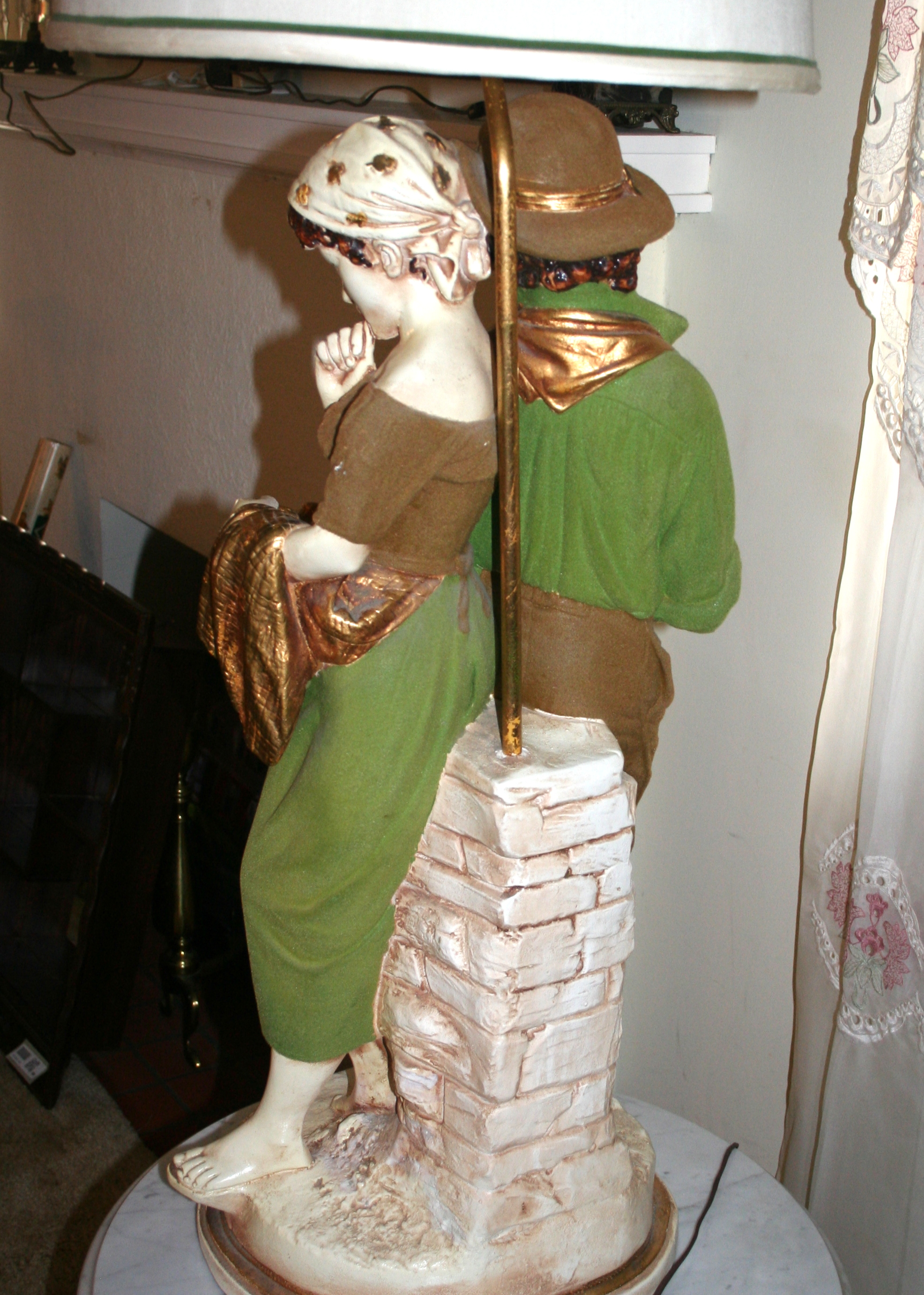 Lamp With Chalkware Statue of Courting Couple