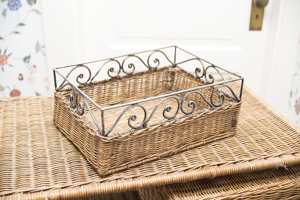 Rolling Woven Rattan Storage Unit