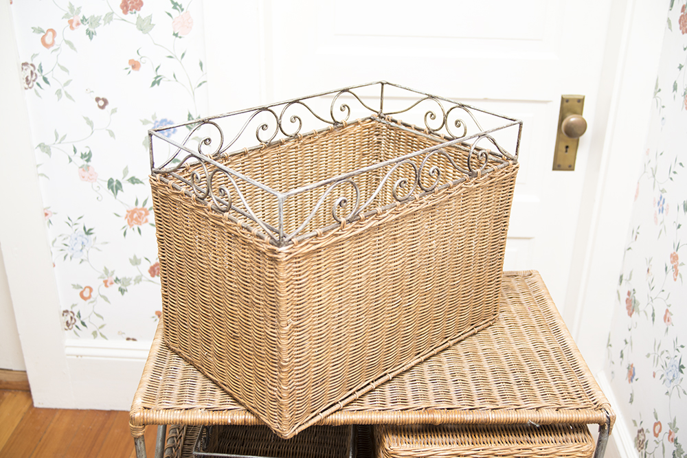 Rolling Woven Rattan Storage Unit
