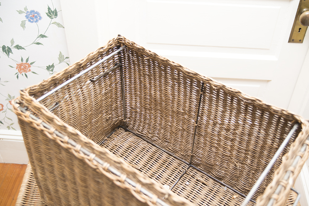 Rolling Woven Rattan Storage Unit