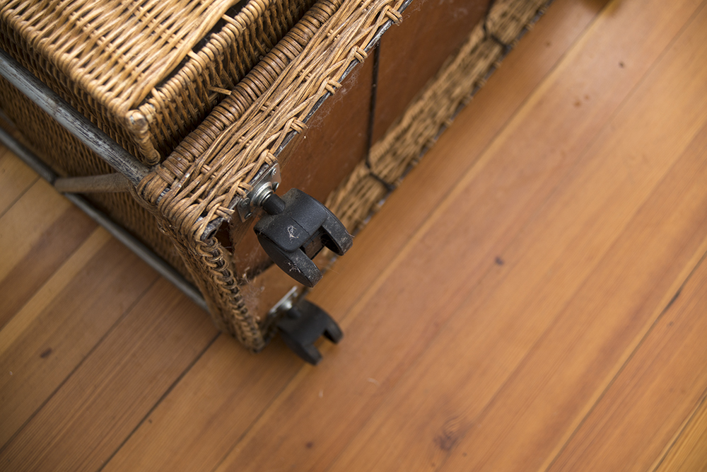 Rolling Woven Rattan Storage Unit