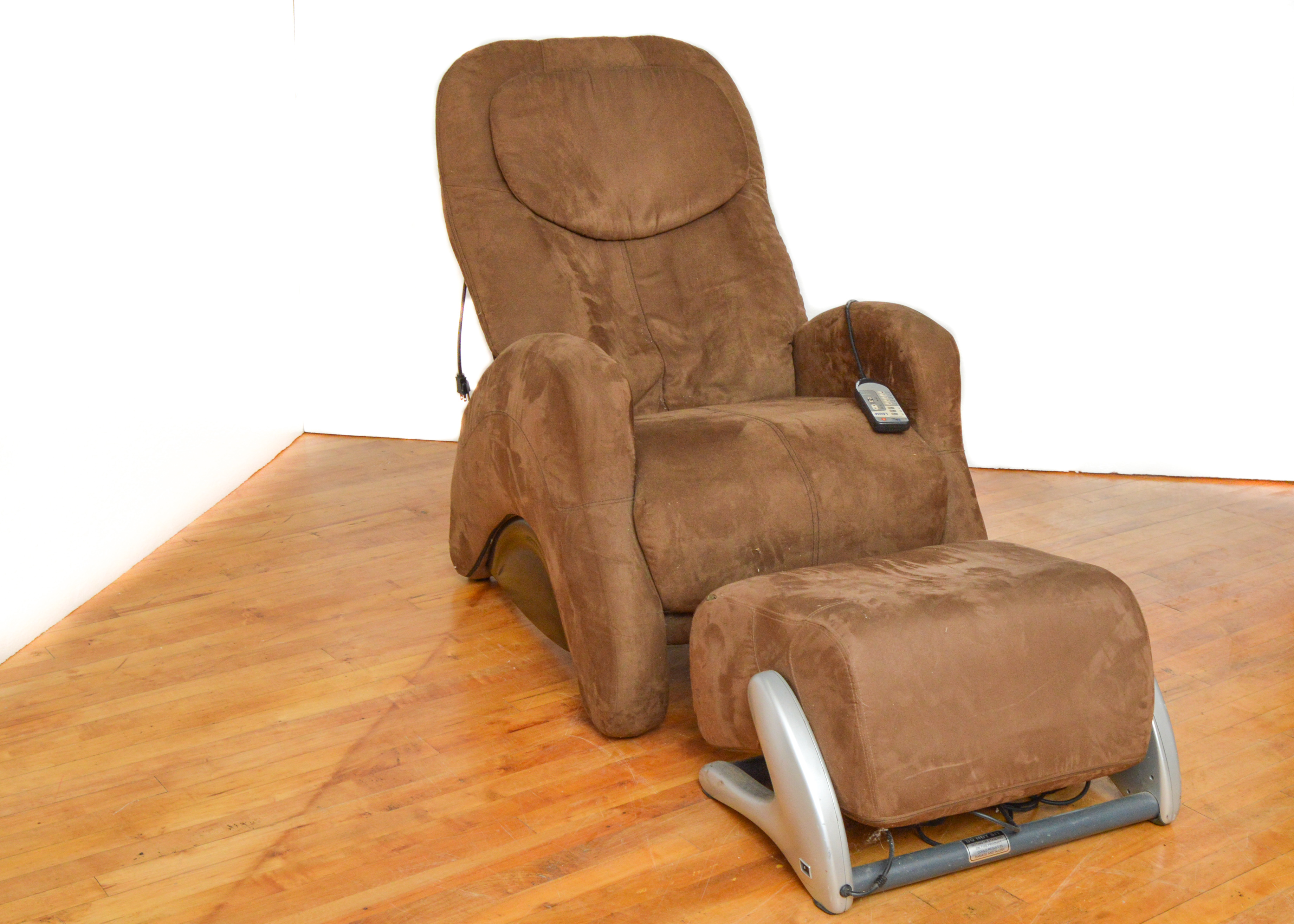 iJoy 300 Brown Microfiber Massage Chair and iJoy Ottoman 3.0
