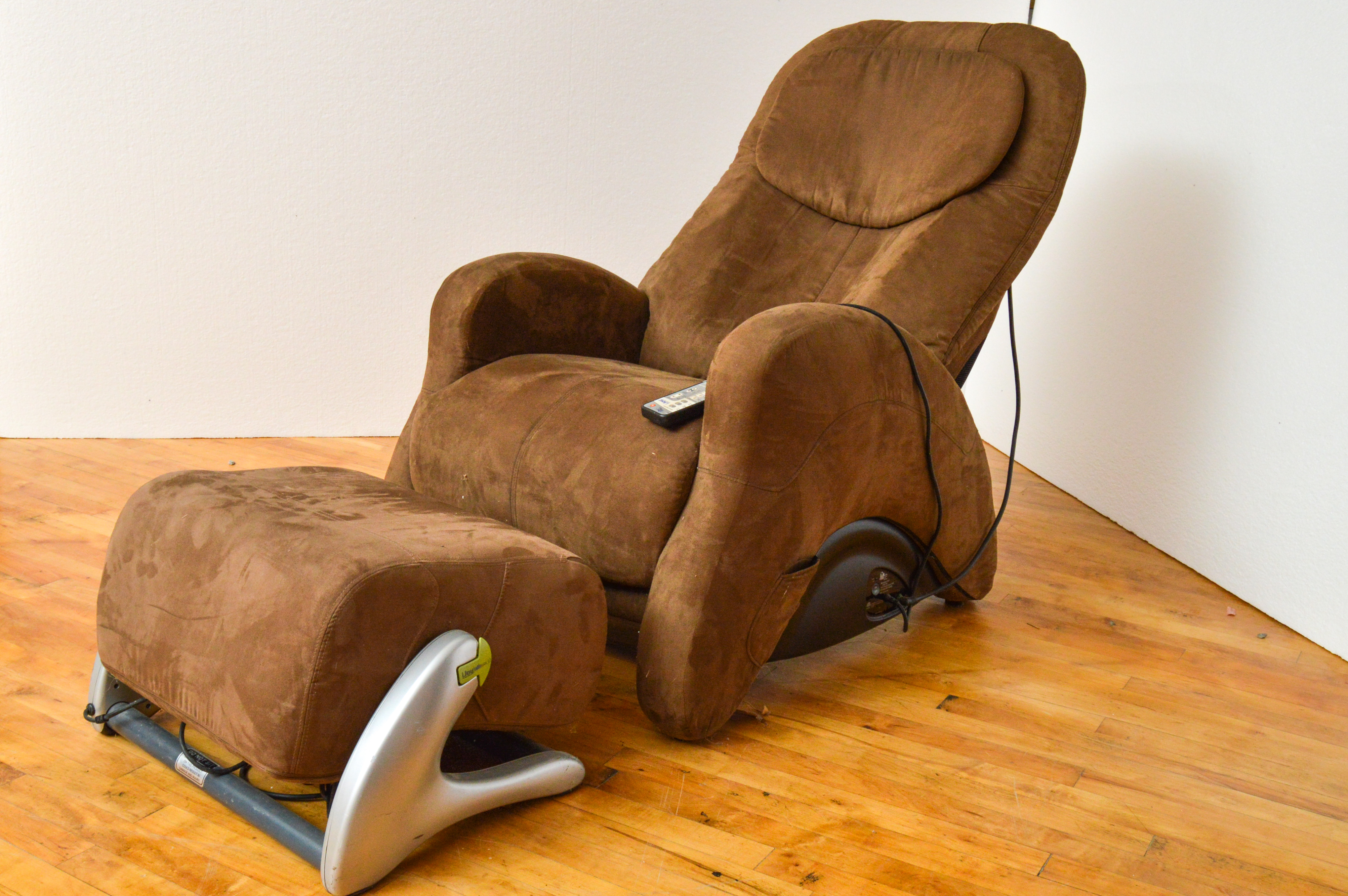 iJoy 300 Brown Microfiber Massage Chair and iJoy Ottoman 3.0