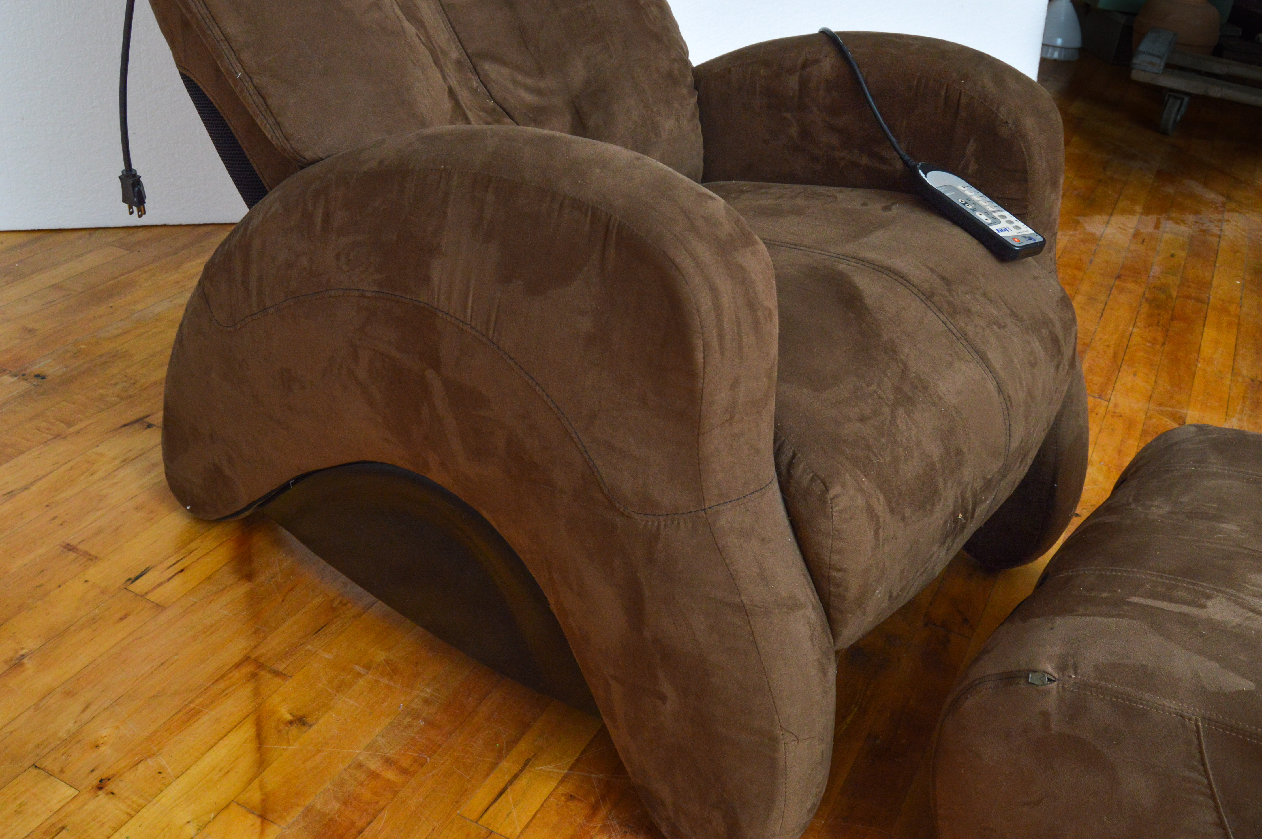 iJoy 300 Brown Microfiber Massage Chair and iJoy Ottoman 3.0