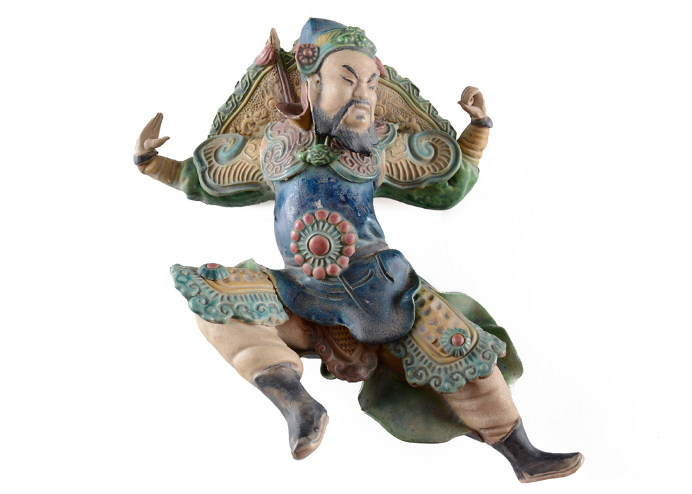 Vintage Chinese Roof Tile Warrior Figure