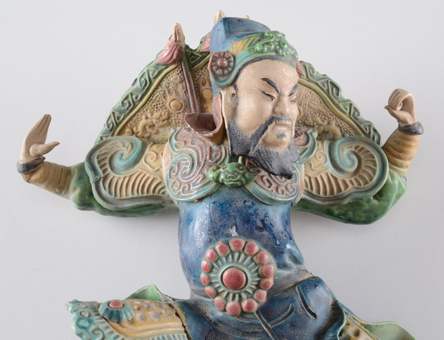 Vintage Chinese Roof Tile Warrior Figure