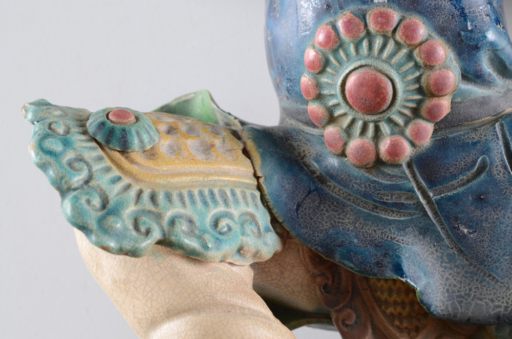 Vintage Chinese Roof Tile Warrior Figure