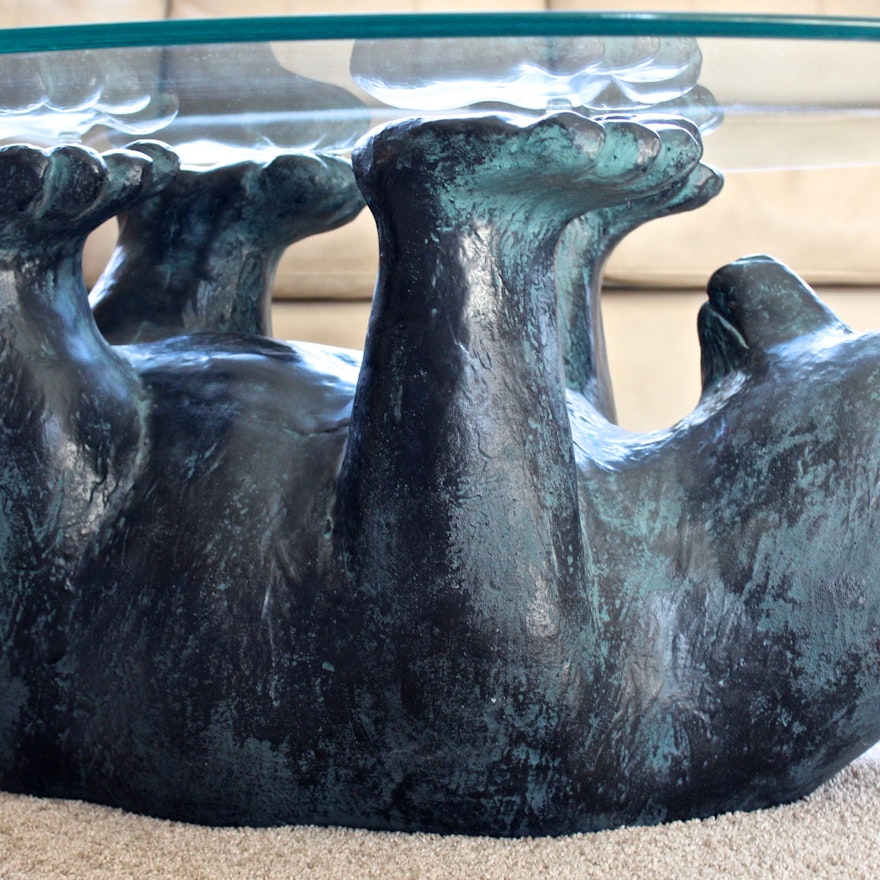 Glass Top Bear Coffee Table