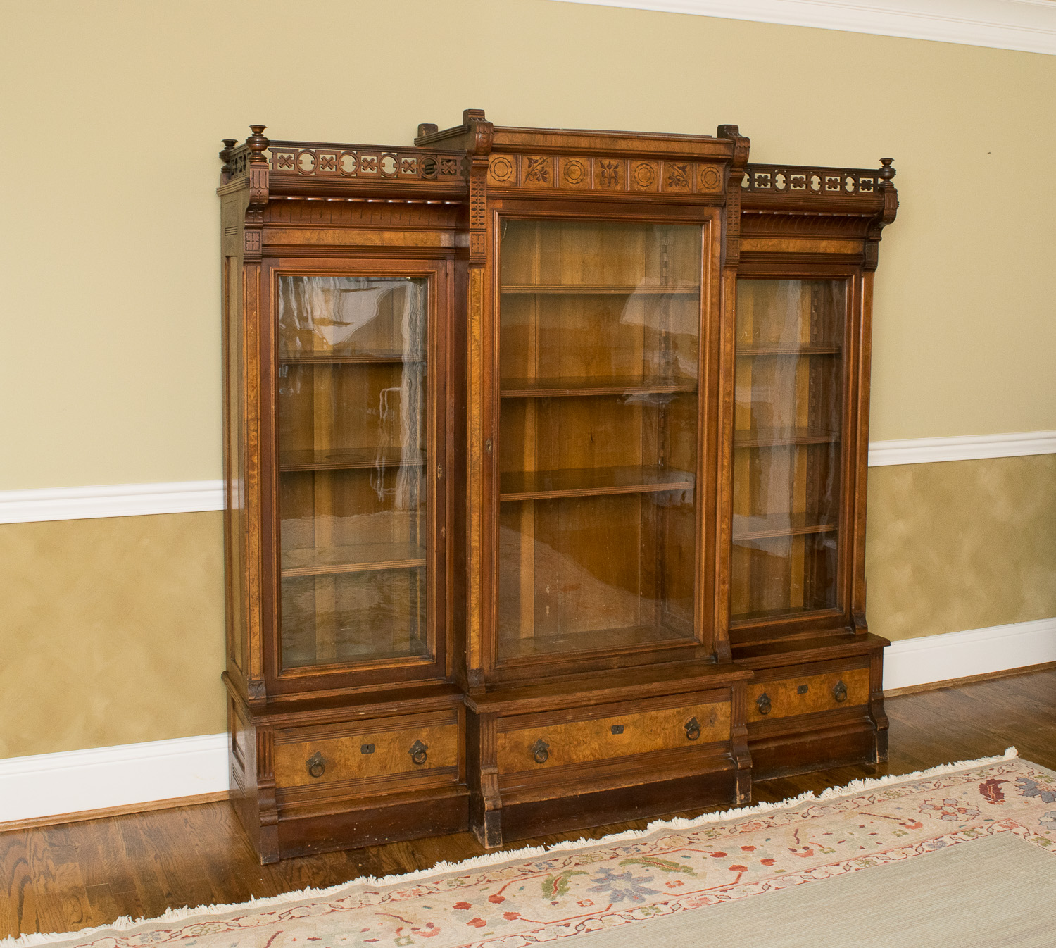 Antique Walnut Victorian Bookcase