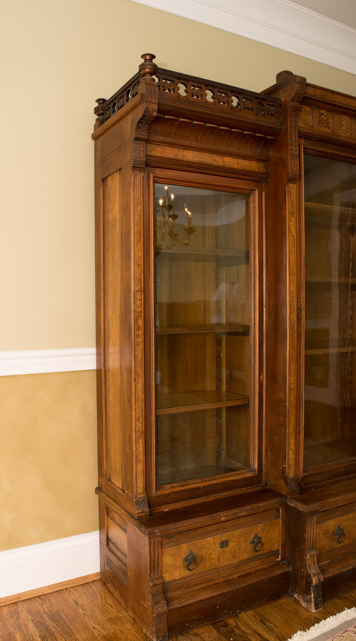 Antique Walnut Victorian Bookcase