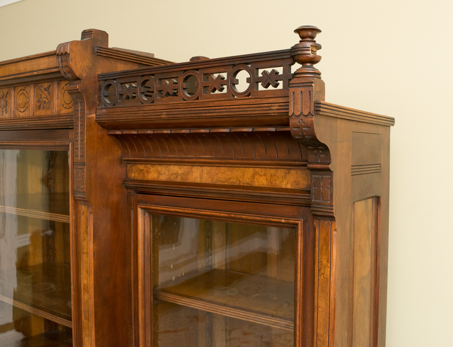 Antique Walnut Victorian Bookcase