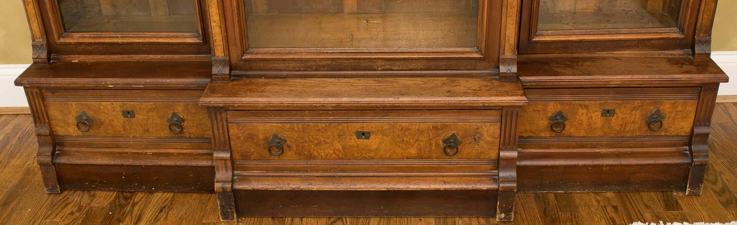Antique Walnut Victorian Bookcase