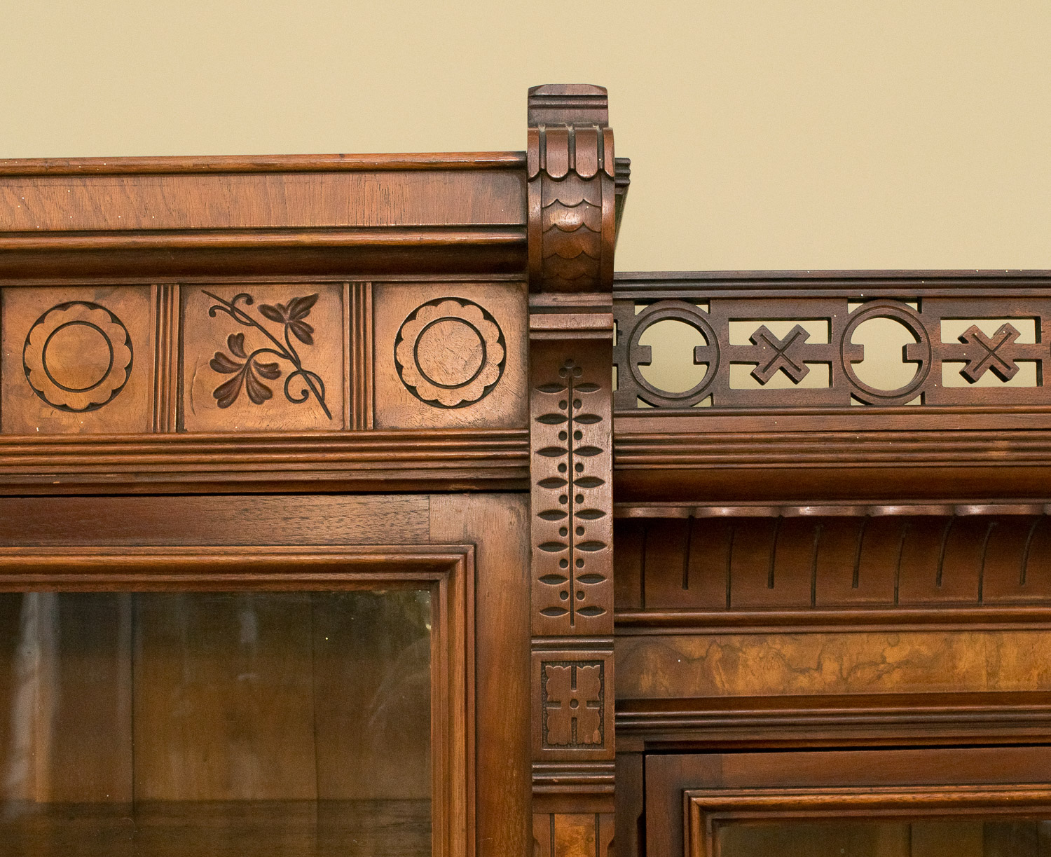 Antique Walnut Victorian Bookcase