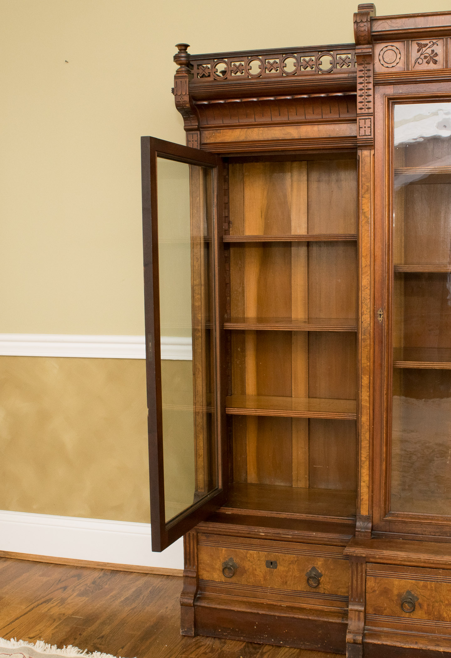 Antique Walnut Victorian Bookcase