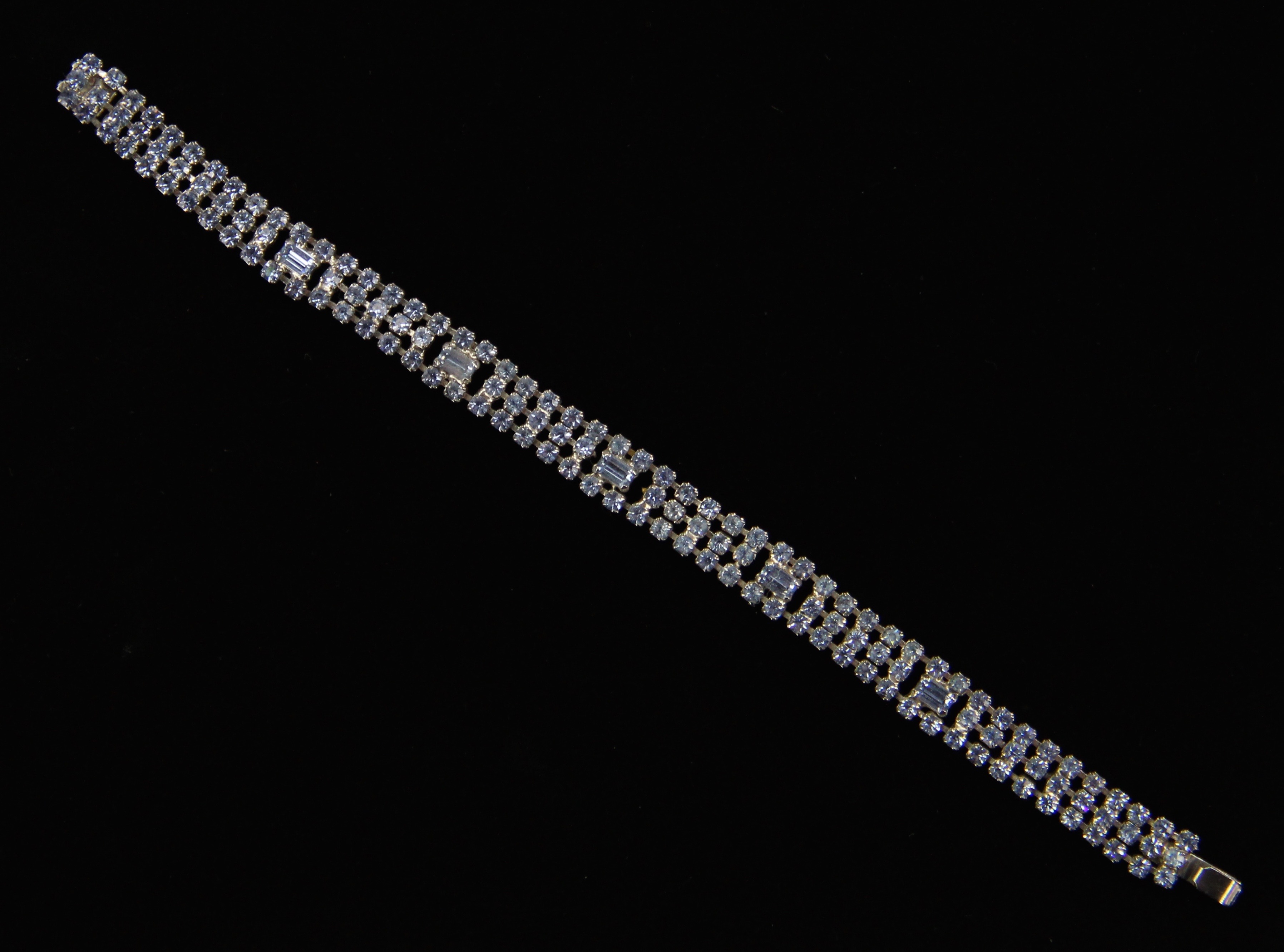 Vintage Blue Rhinestone Bracelet and Earrings from Kramer