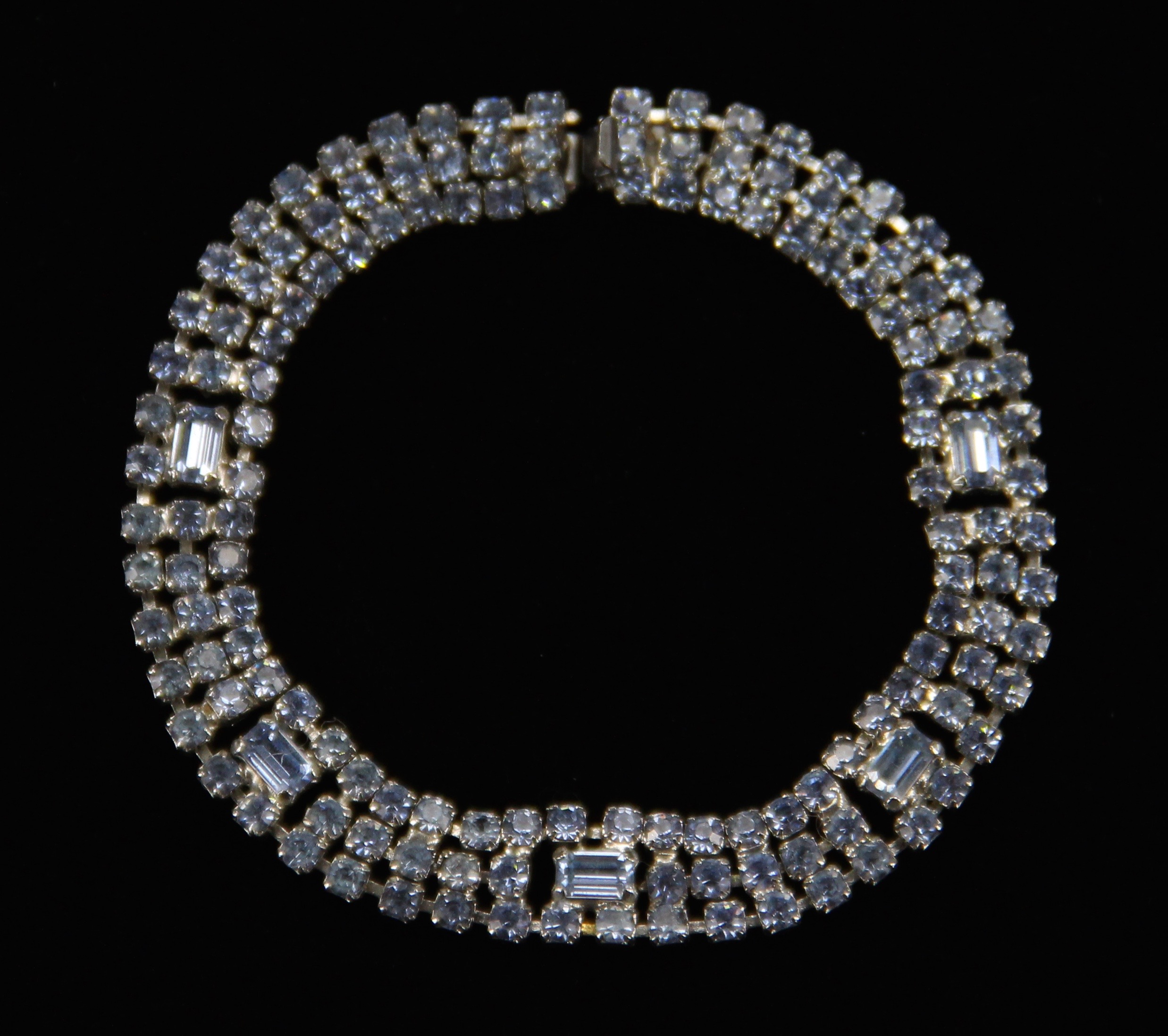 Vintage Blue Rhinestone Bracelet and Earrings from Kramer