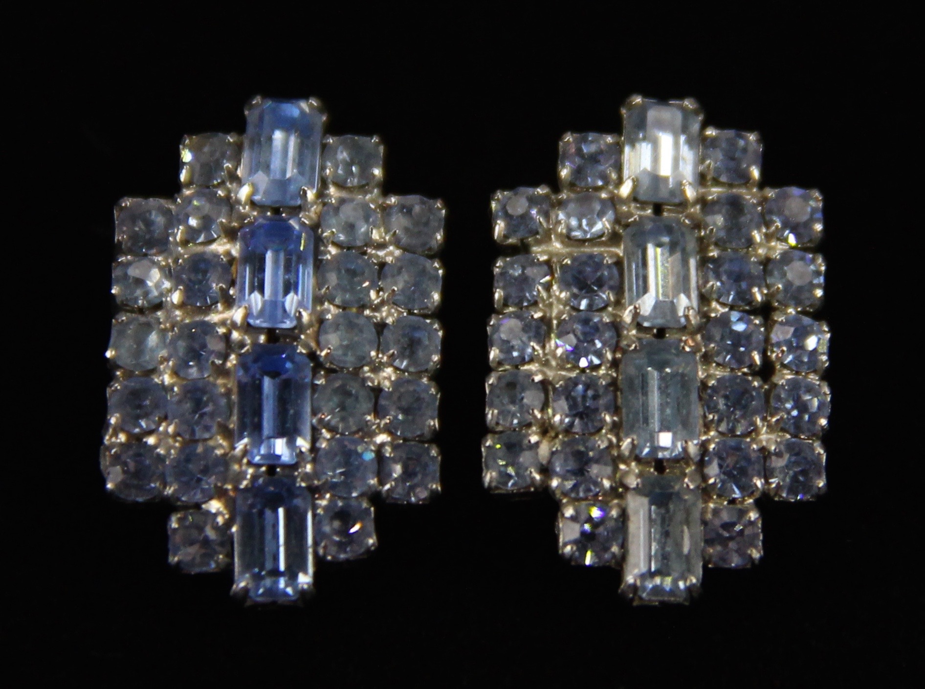 Vintage Blue Rhinestone Bracelet and Earrings from Kramer