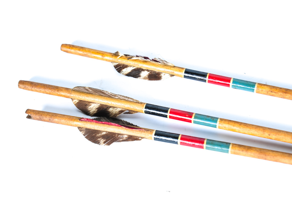 Vintage Pair of Bow and Arrows With Leather Archery Quiver