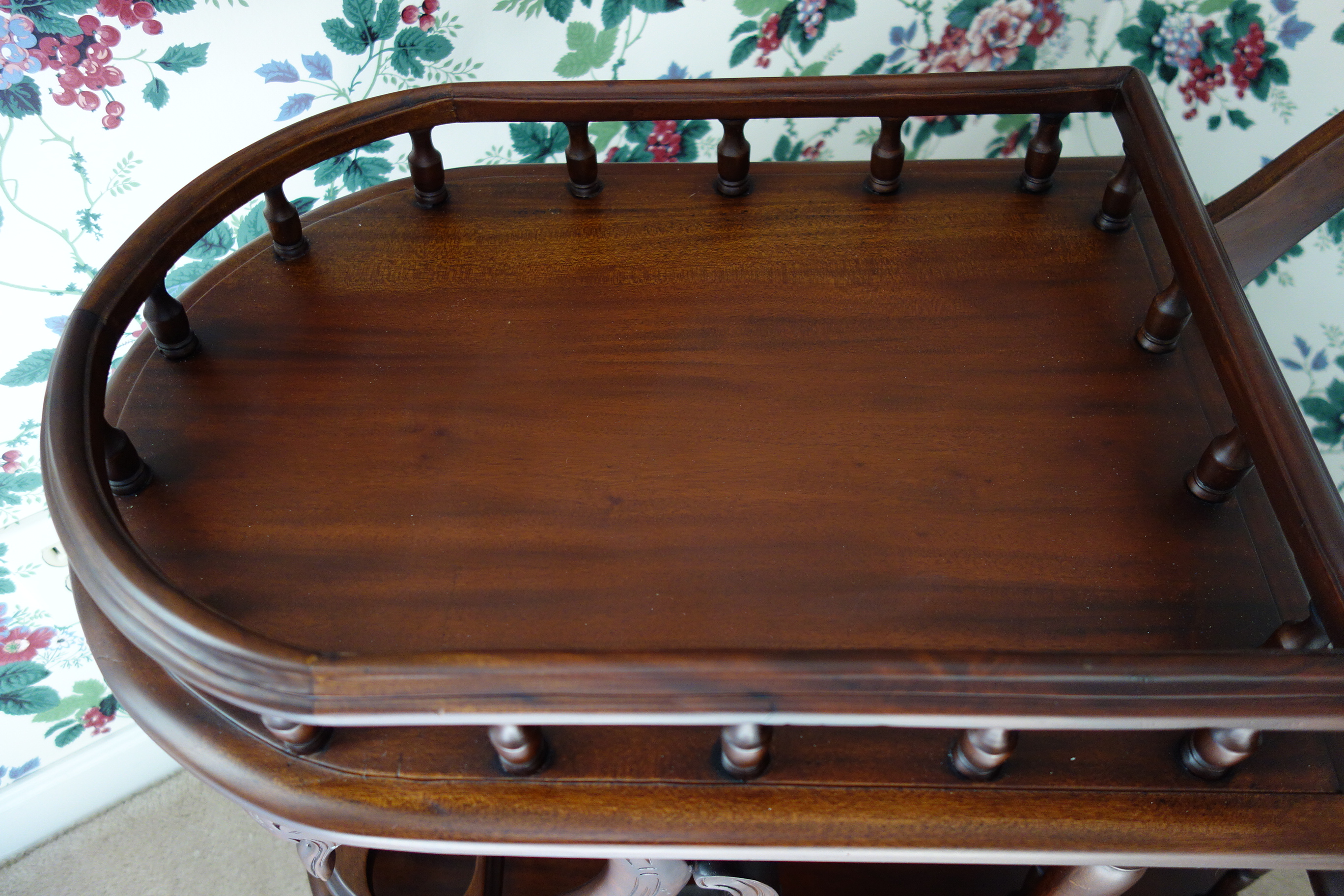 Vintage Mahogany Swan Serving Cart