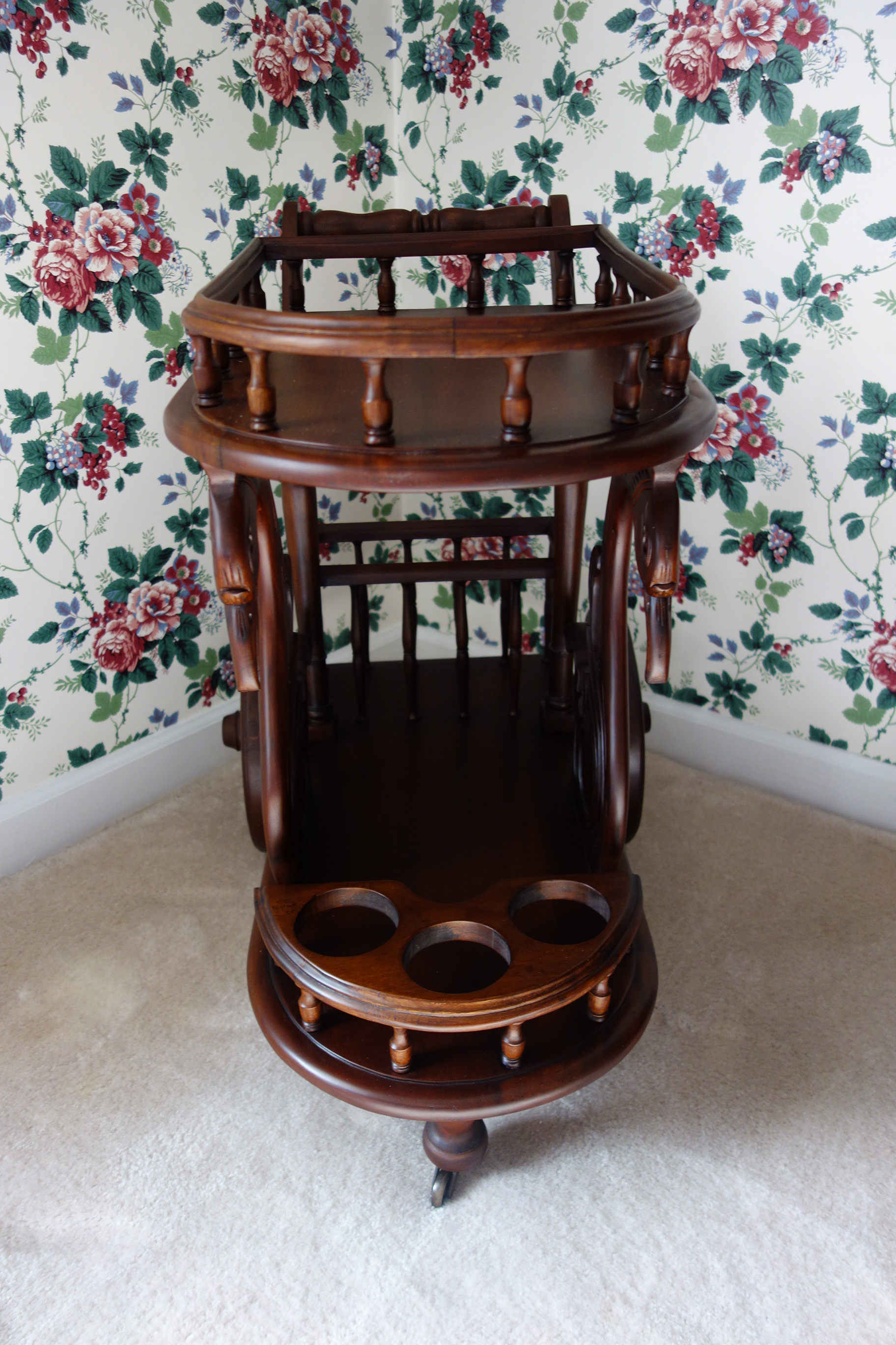Vintage Mahogany Swan Serving Cart