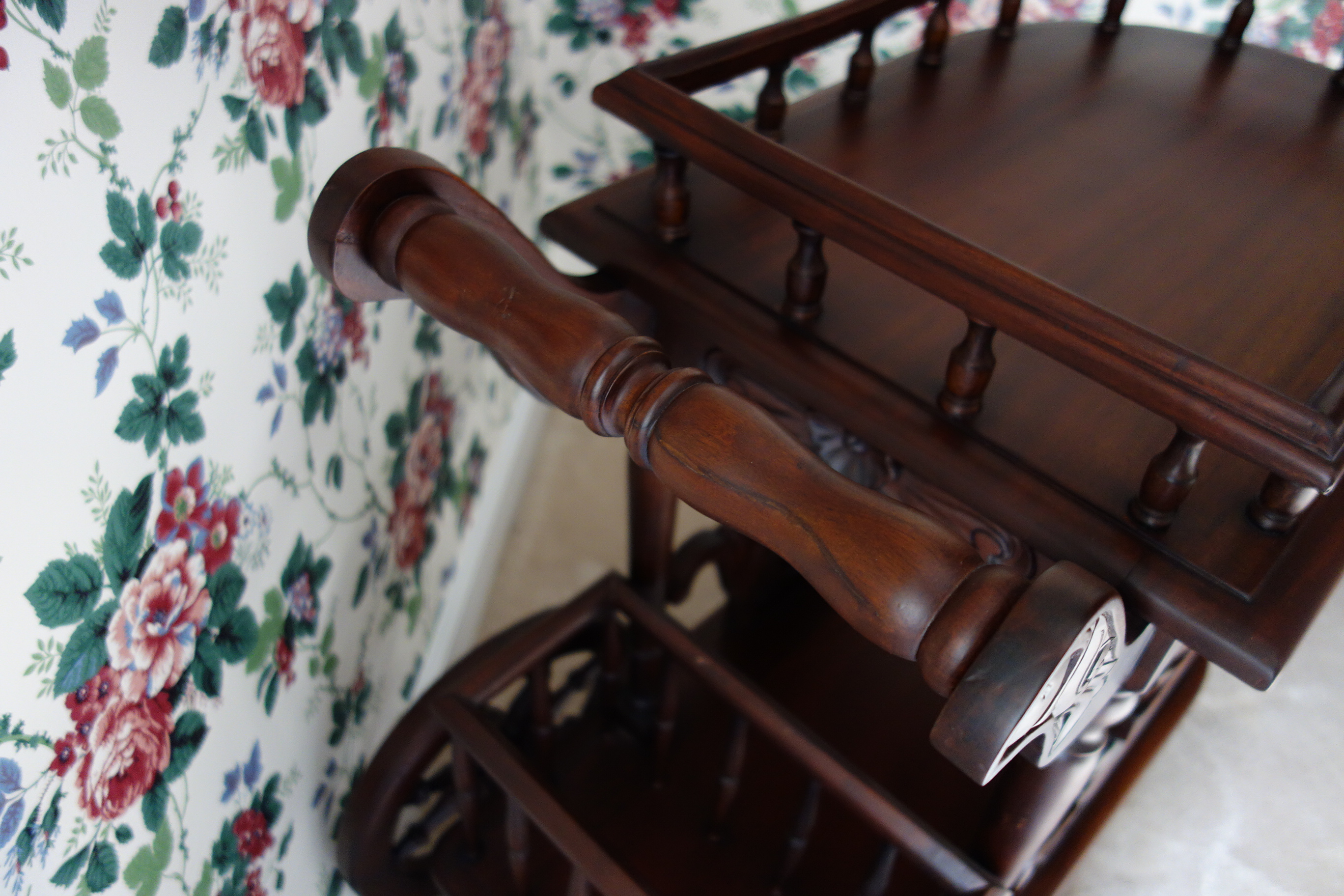 Vintage Mahogany Swan Serving Cart