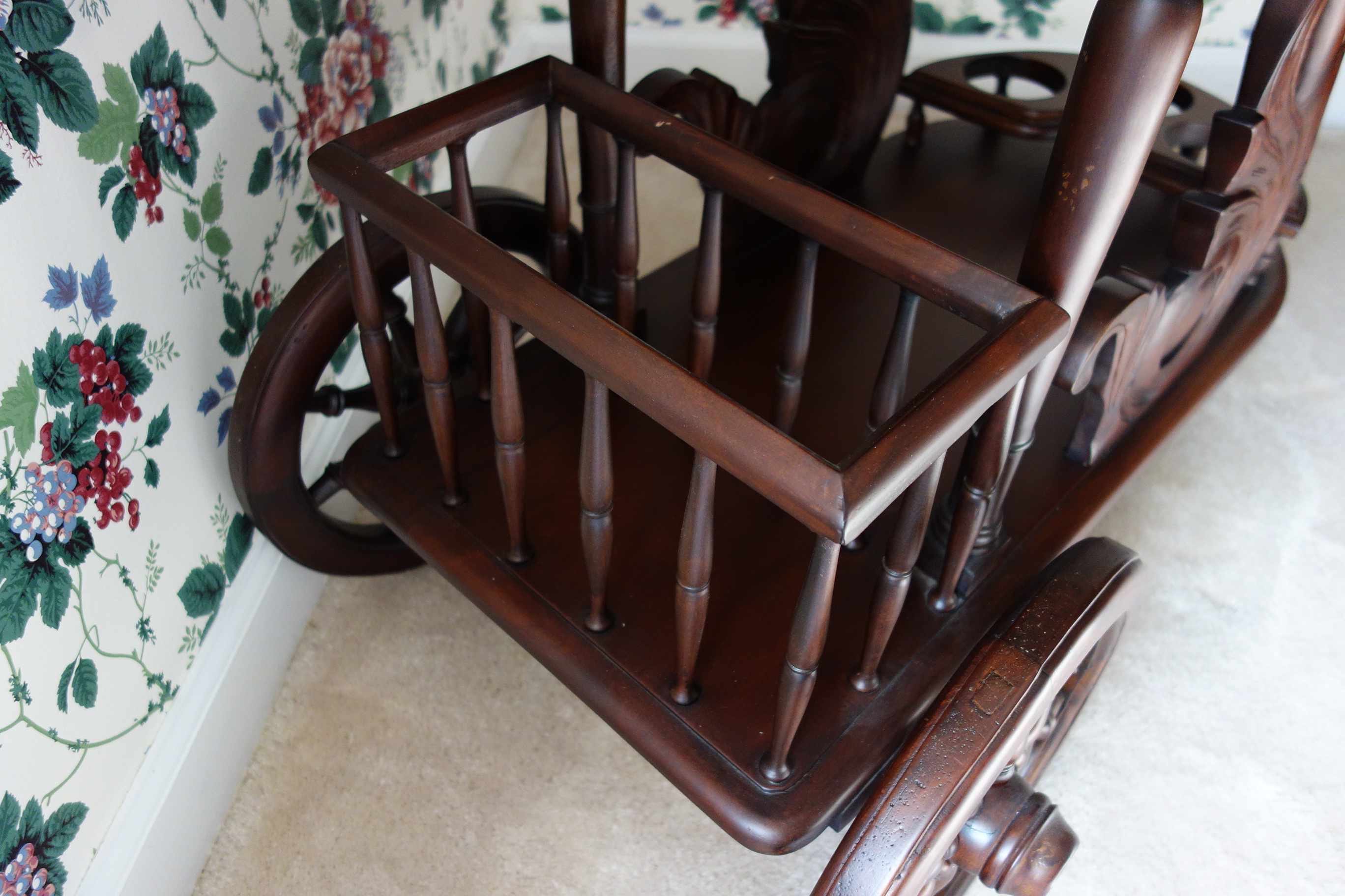 Vintage Mahogany Swan Serving Cart