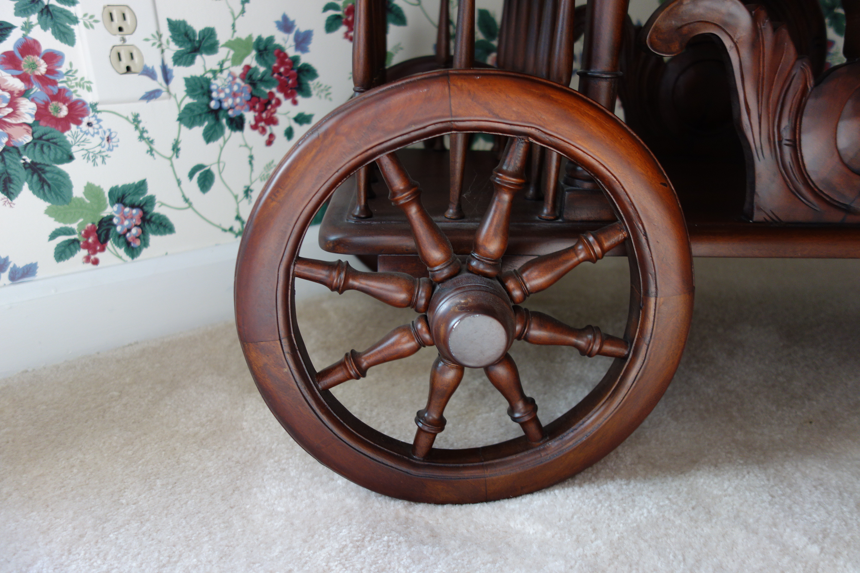 Vintage Mahogany Swan Serving Cart