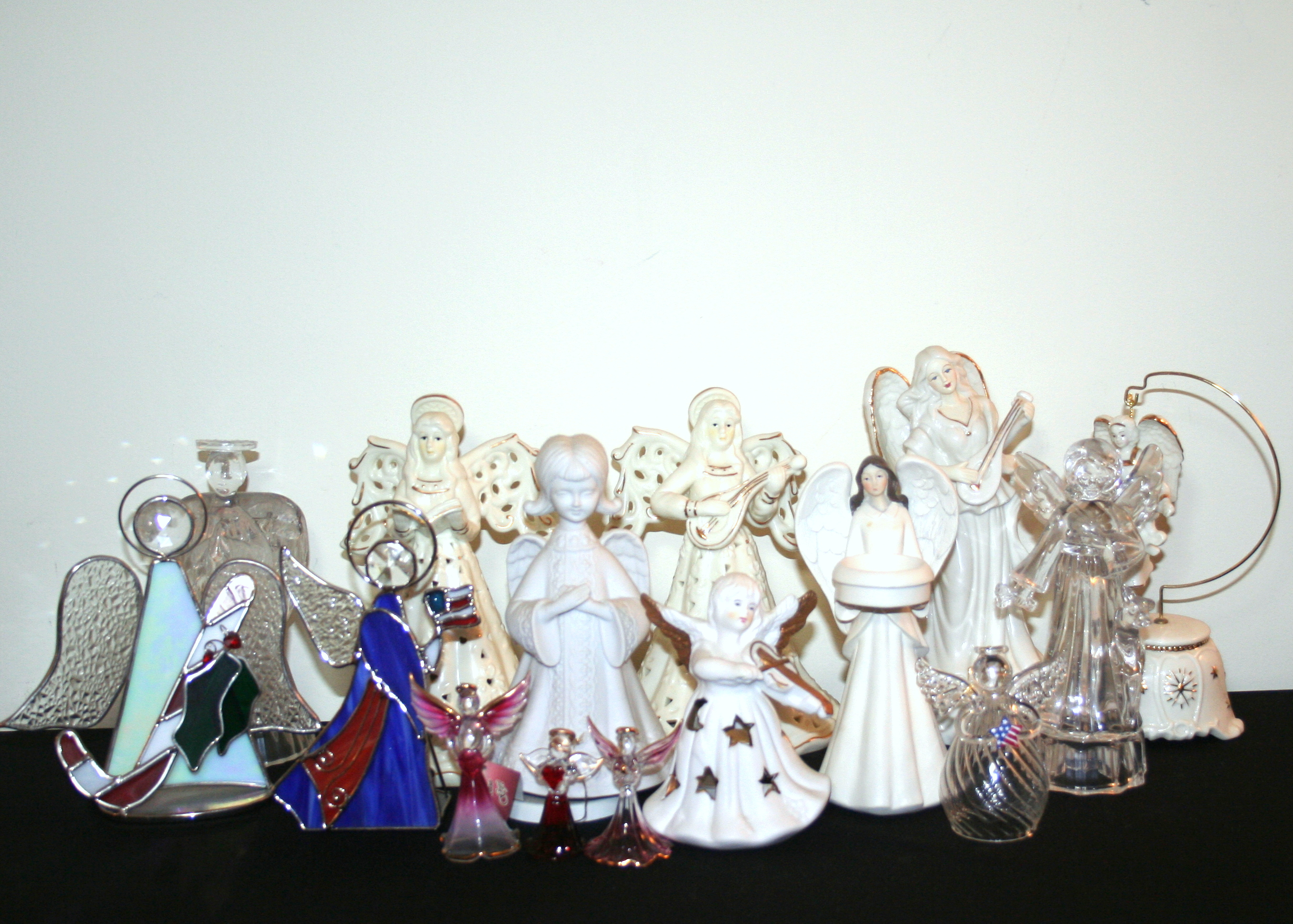 Collection of Glass and China Angel Figurines