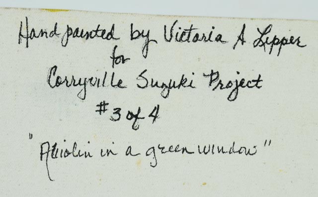 Series of Four Unframed Acrylic Paintings of Violins and Flowers