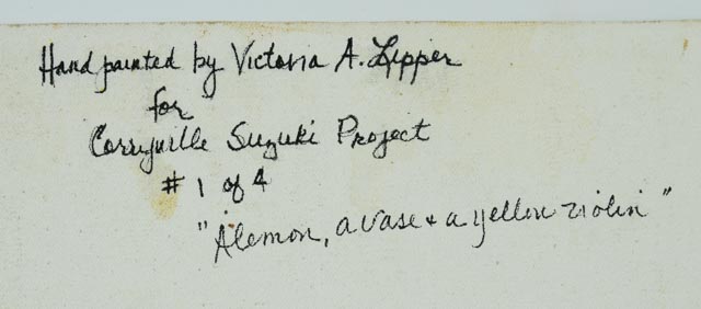 Series of Four Unframed Acrylic Paintings of Violins and Flowers