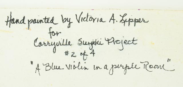 Series of Four Unframed Acrylic Paintings of Violins and Flowers