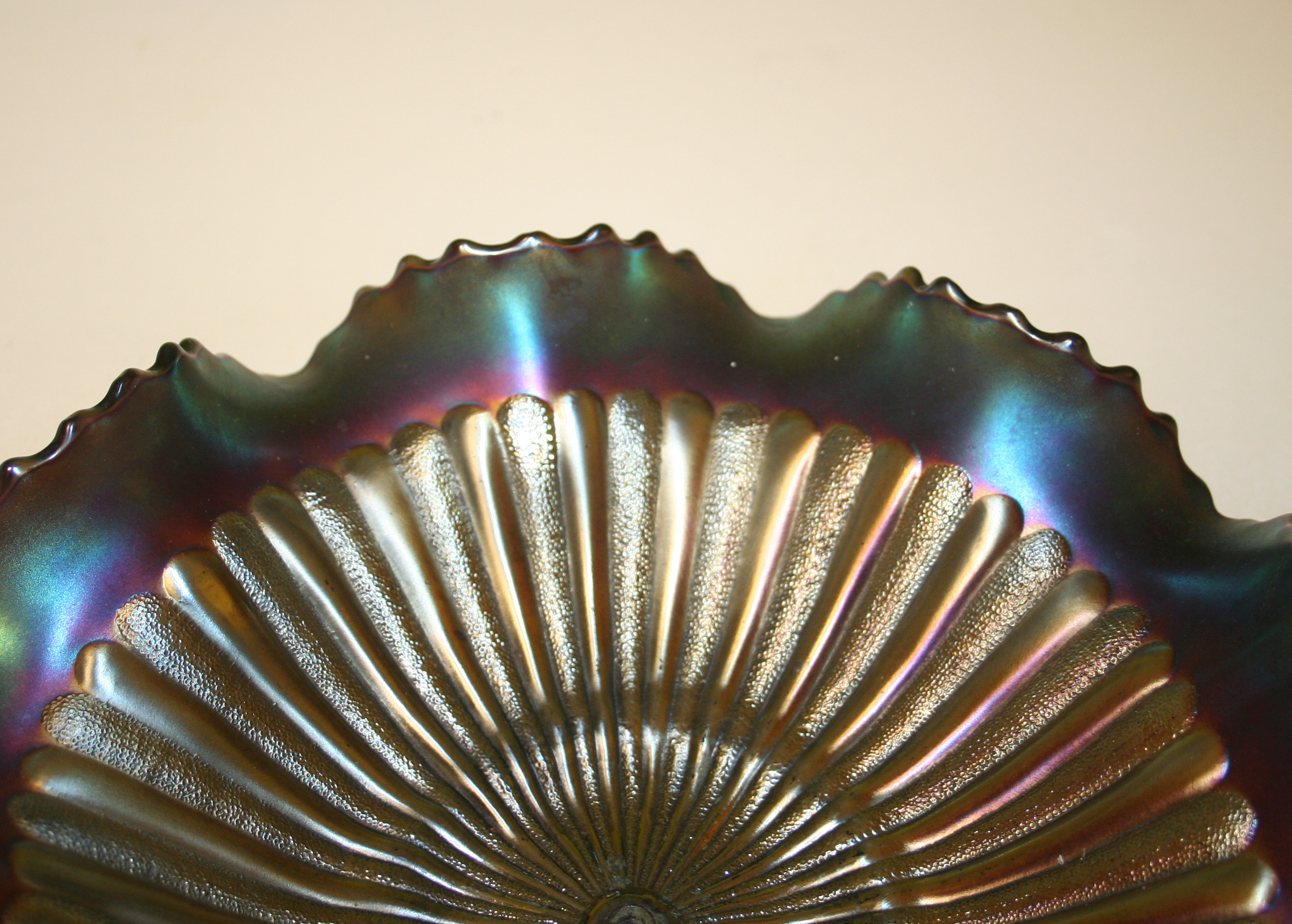 Carnival Glass Bowl, Tiered Plate and Ceramic Breadbox