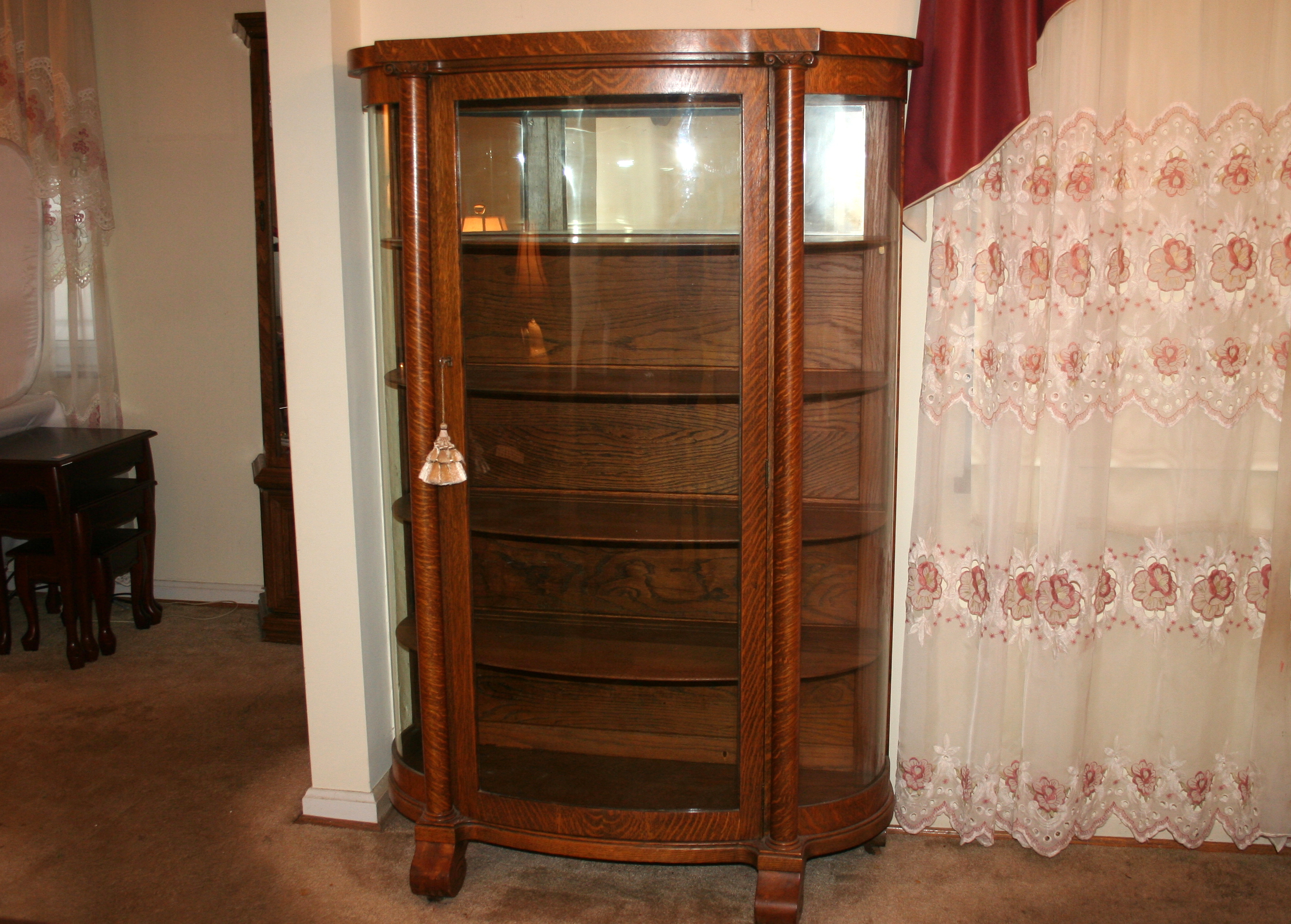 Antique Tiger Oak China Cabinet