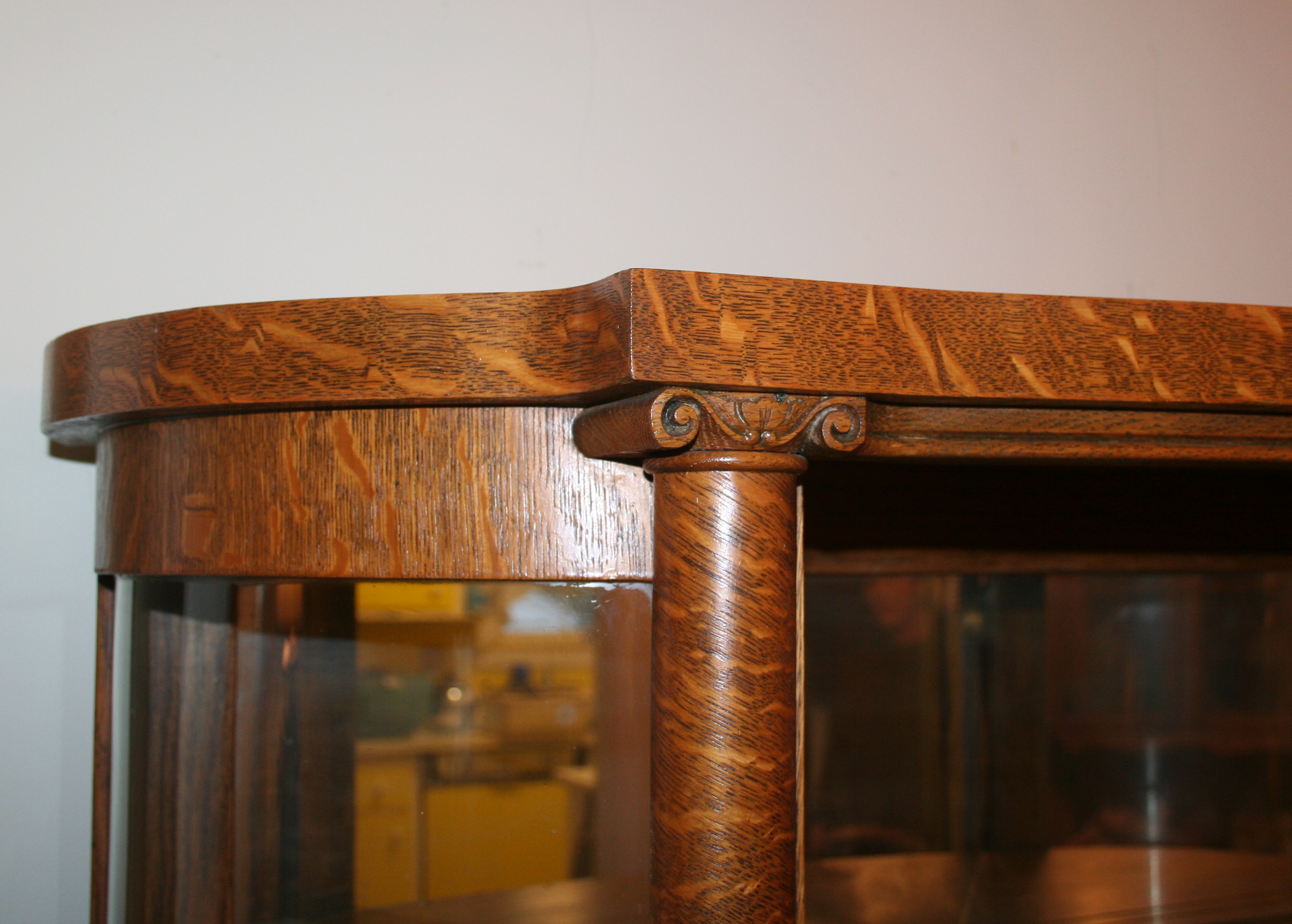 Antique Tiger Oak China Cabinet