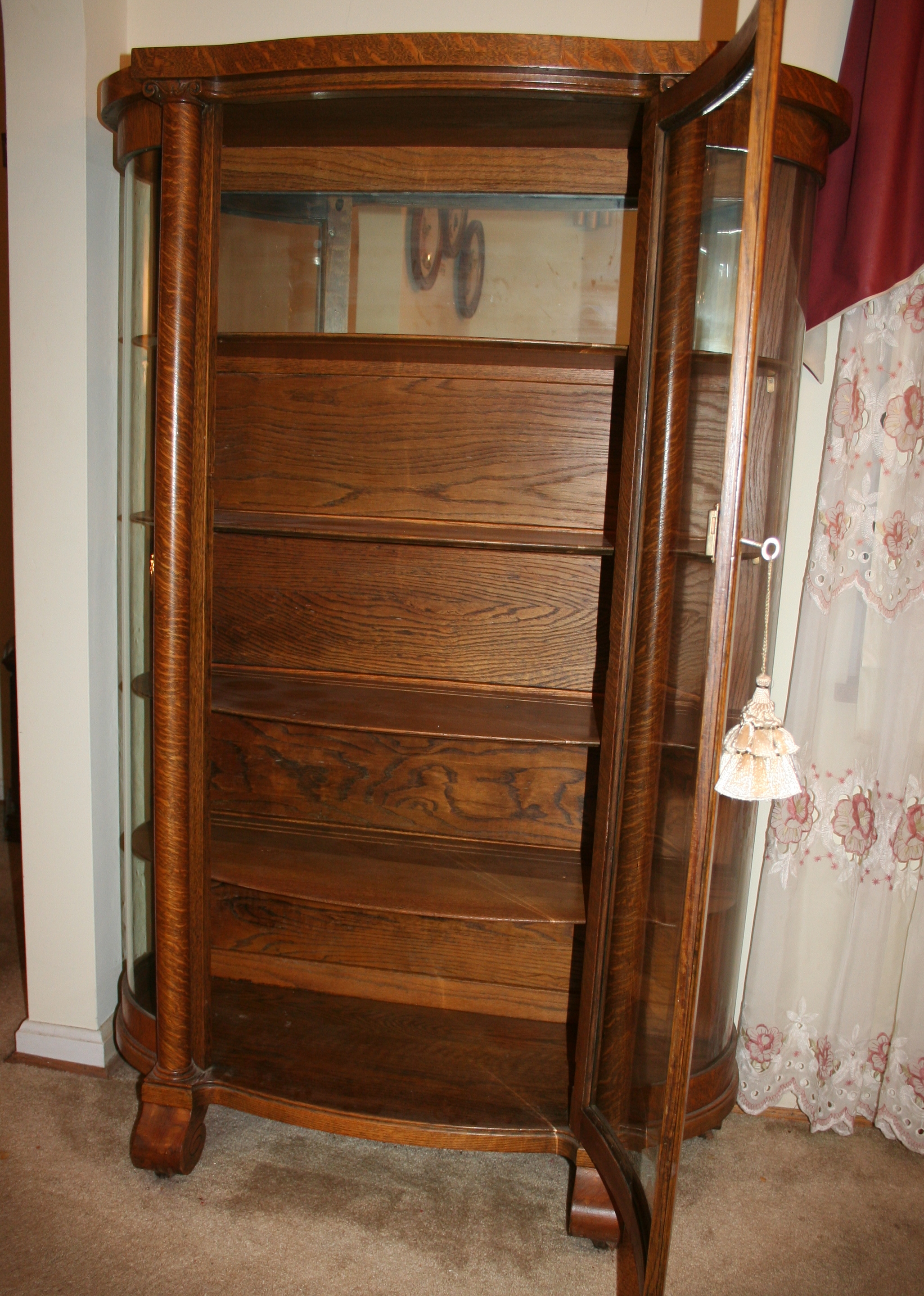 Antique Tiger Oak China Cabinet