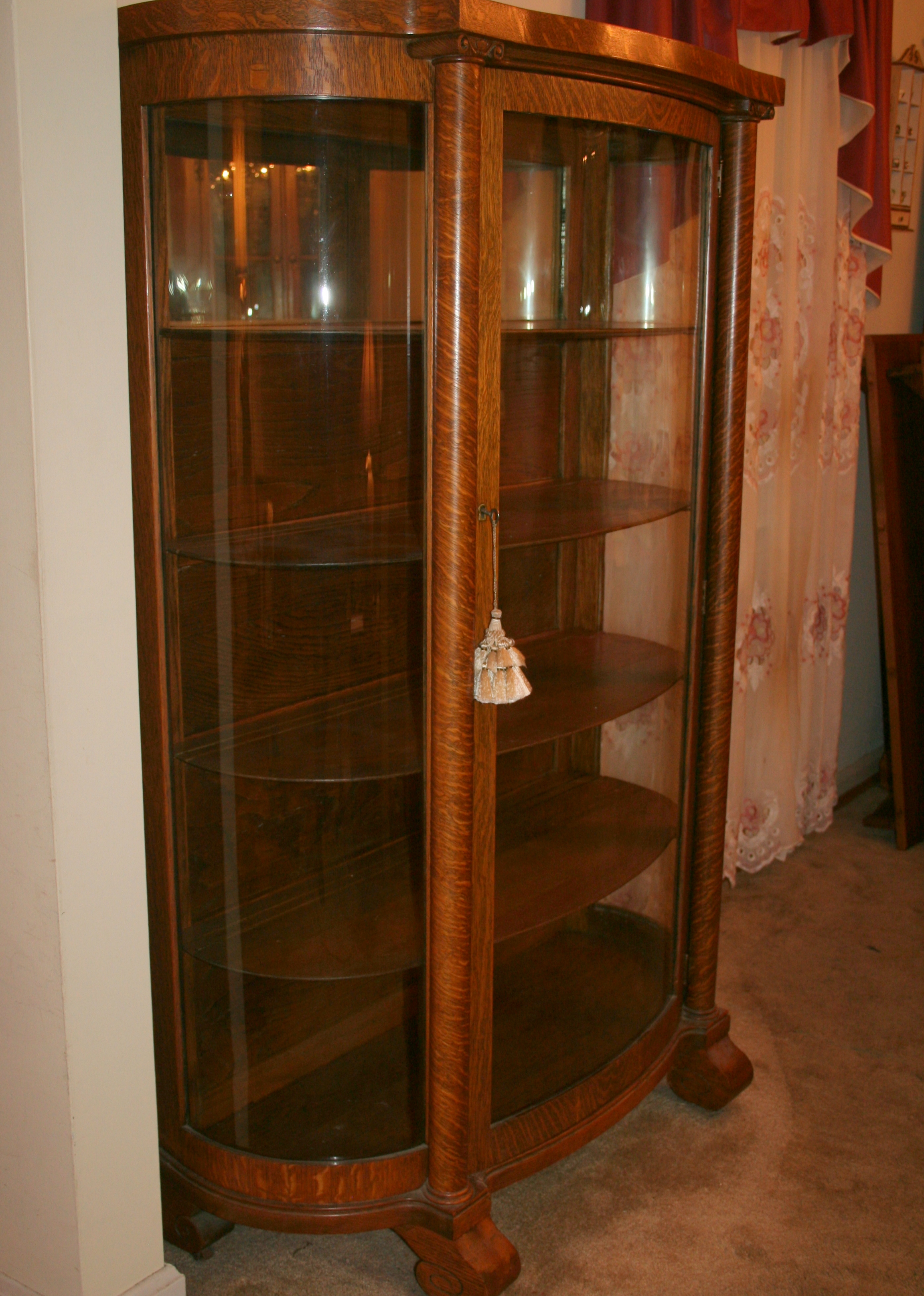 Antique Tiger Oak China Cabinet