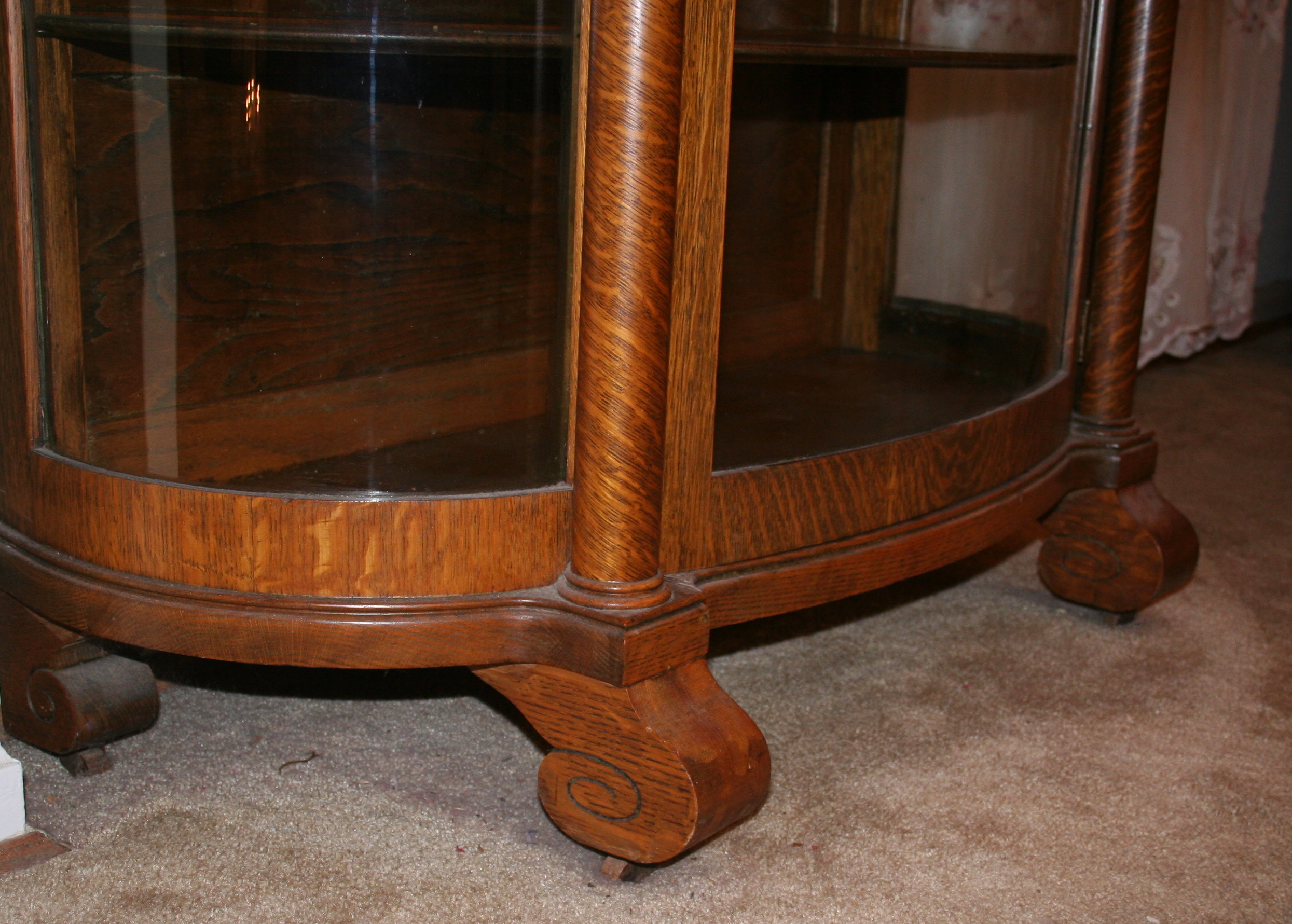 Antique Tiger Oak China Cabinet