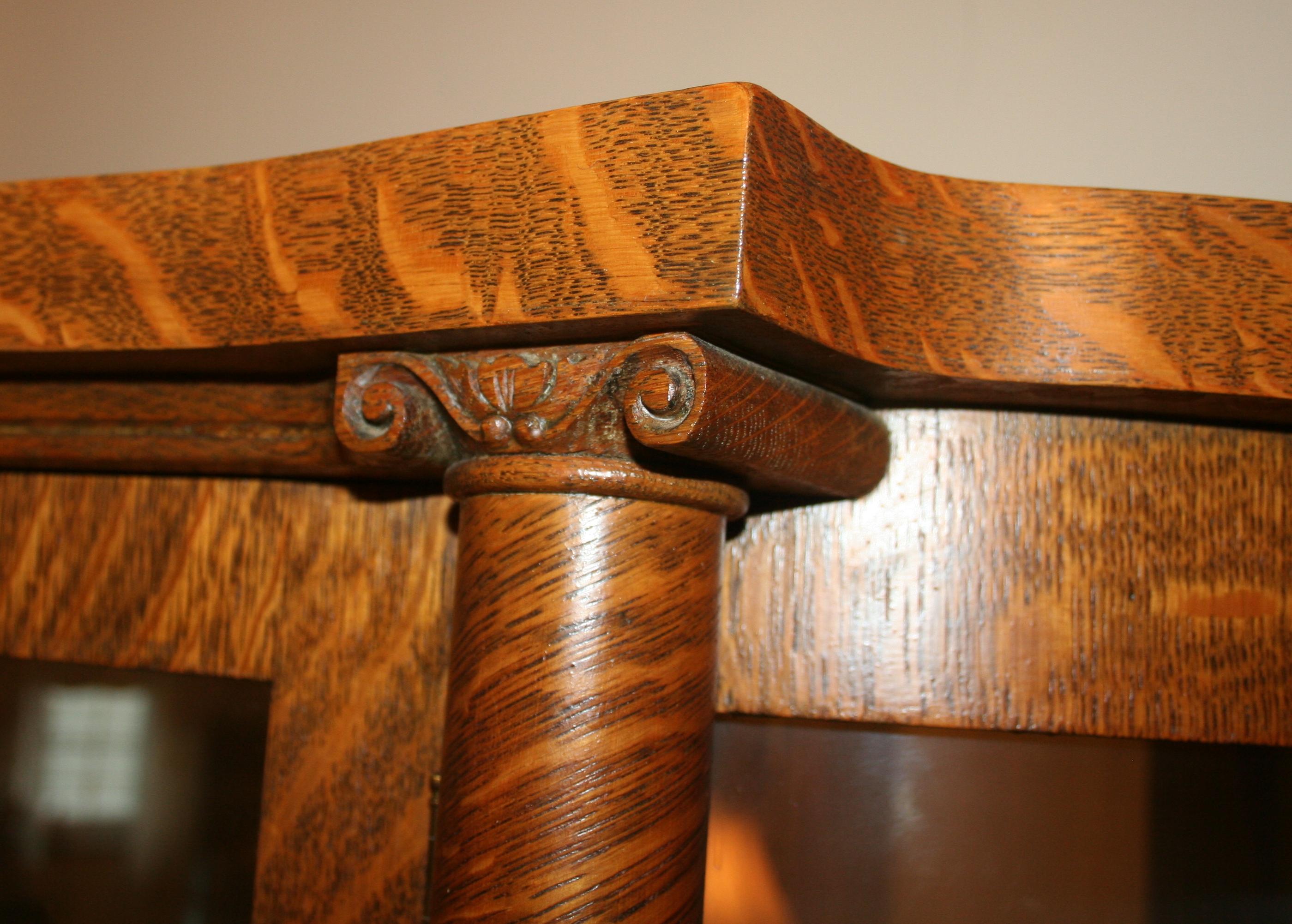 Antique Tiger Oak China Cabinet